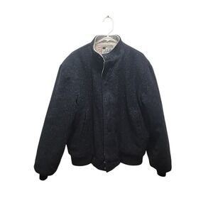 Vintage Lakeshire Made In USA Faux Sherpa Lined Bomber Jacket Full Zip Wool XL